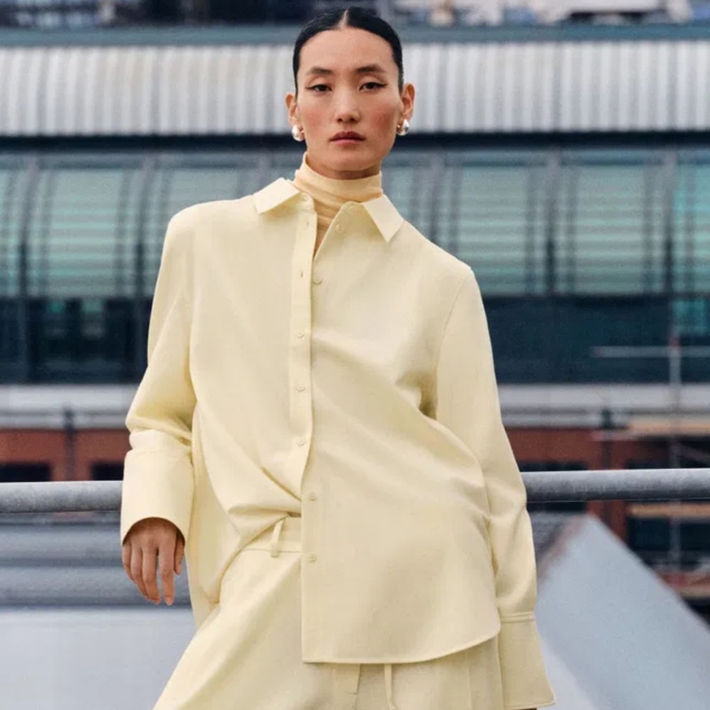 Cos oversized butter yellow button down